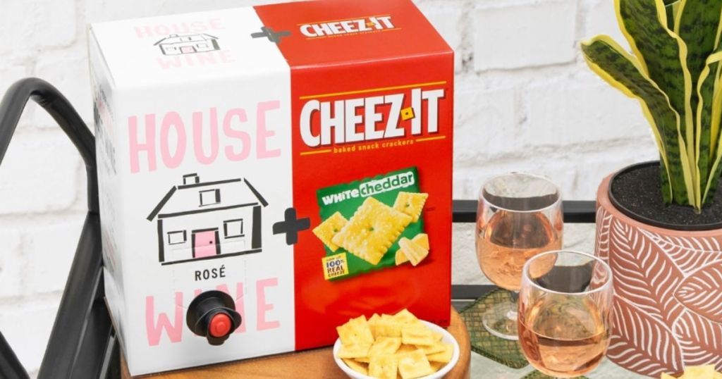 box of wine with built in box of cheez-its crackers