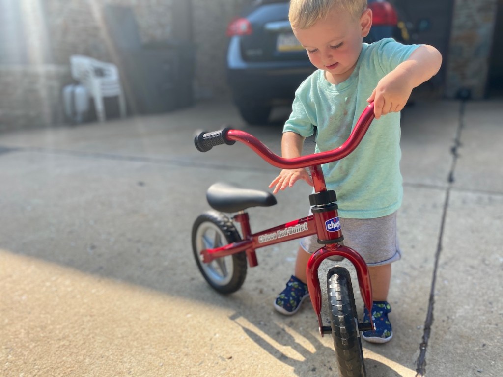 boy with a balance bike