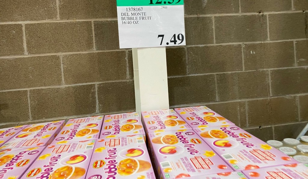 Boba fruit cups on display in a store