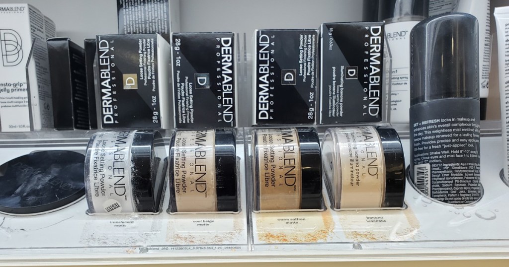 dermablend setting powder on display