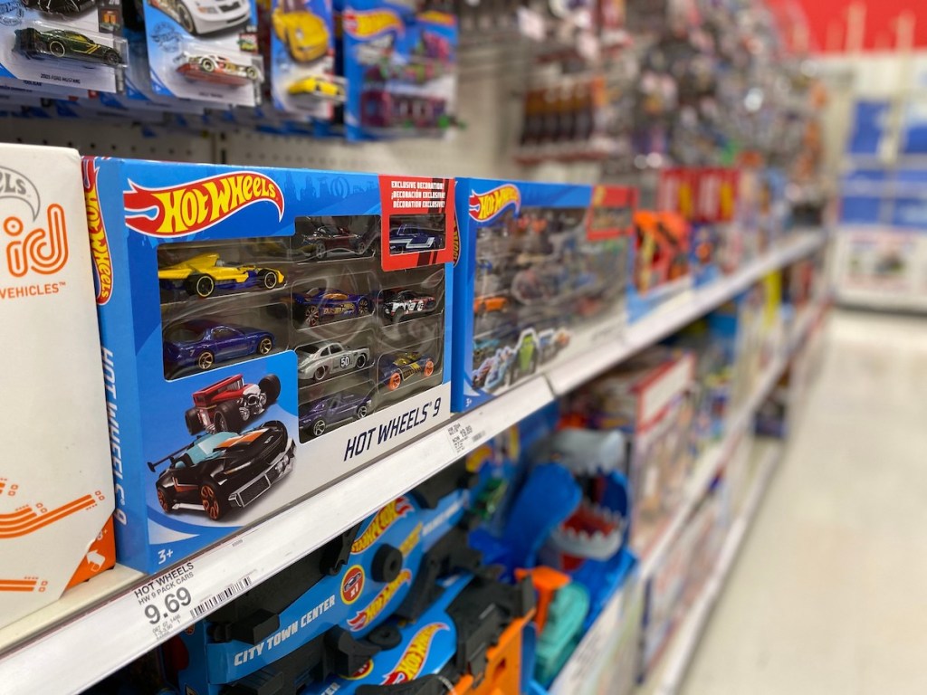 target shelf with hot wheels 9 pack car gift set