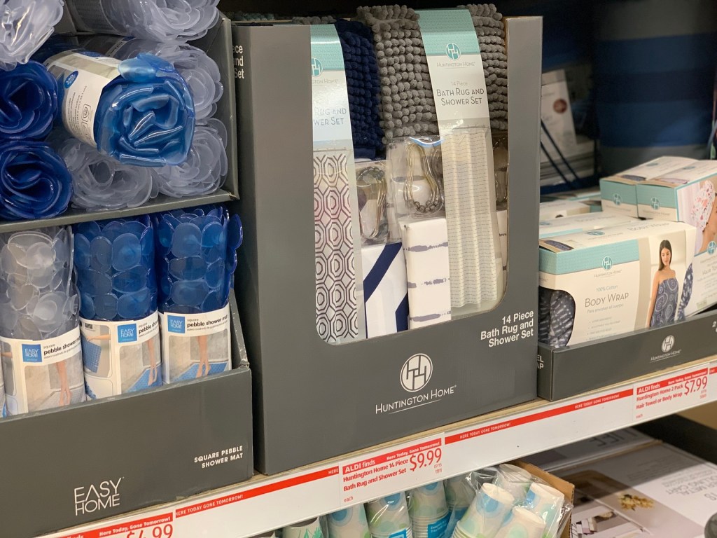 Huntington Home Bath Rug and Shower Set from ALDI