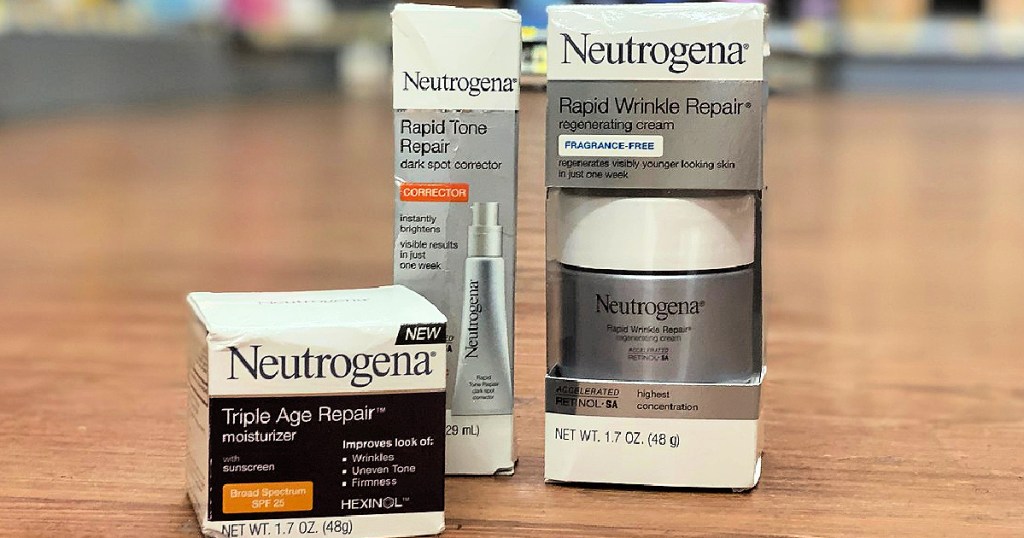 Neutrogena Repair products on floor