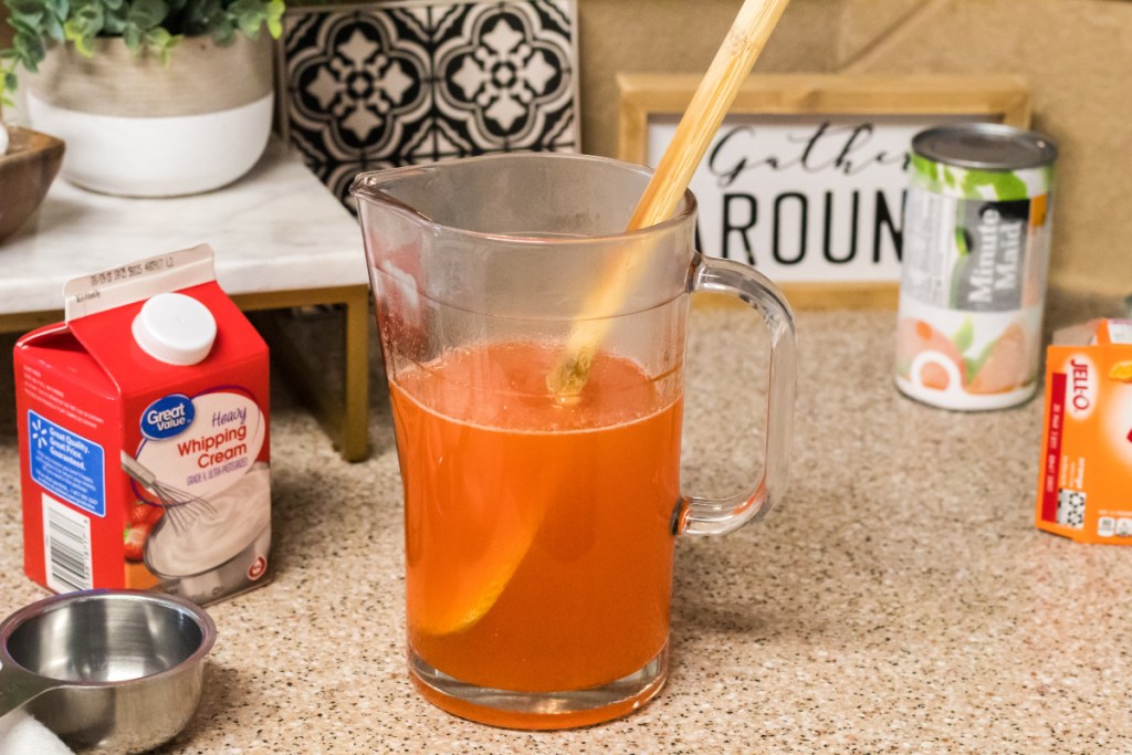 jello and water in a pitcher