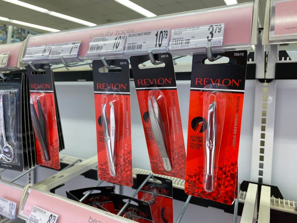 row of tweezers at Walgreens