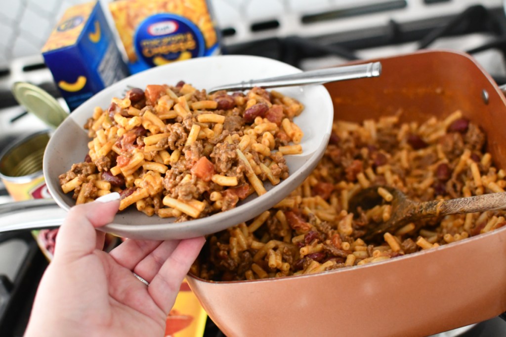 a plate of taco mac and cheese, which is one way how to make box mac and cheese better