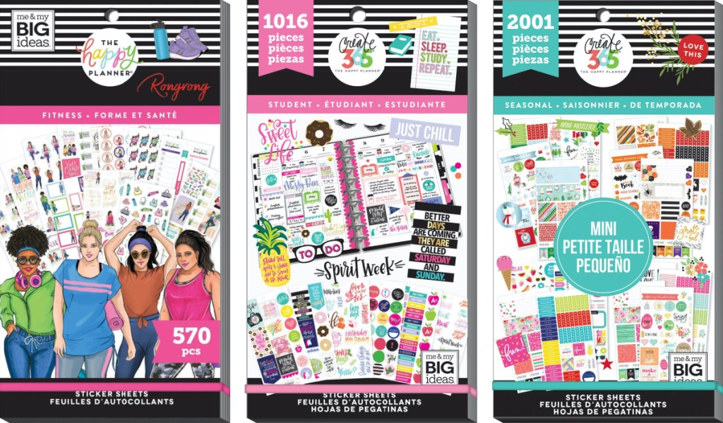 three sticker sets for planner