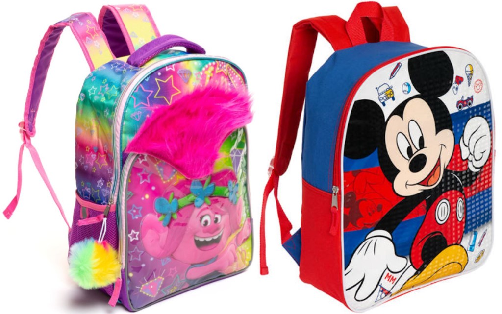 Trolls and Mickey Mouse kids Backpacks