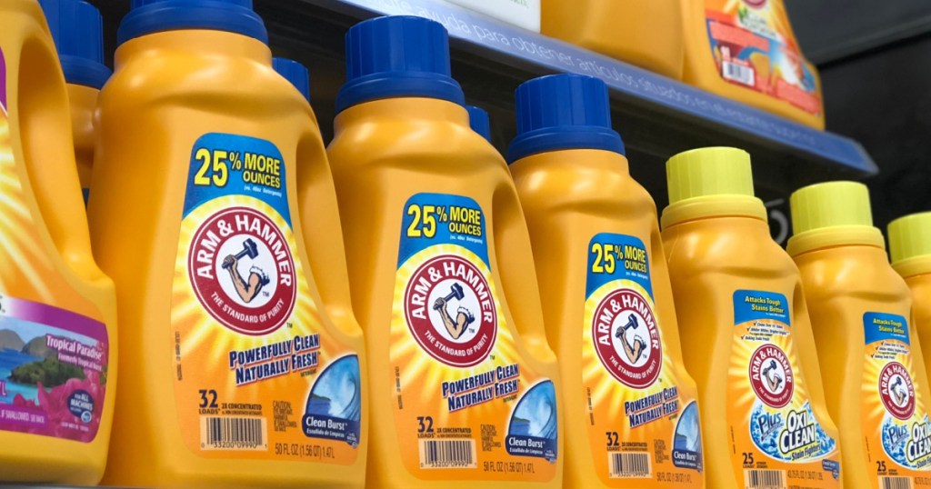 arm & hammer laundry detergent on shelf