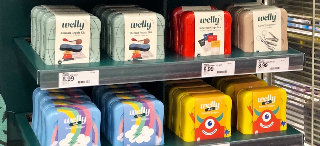 Welly First Aid Kits on shelf at Target