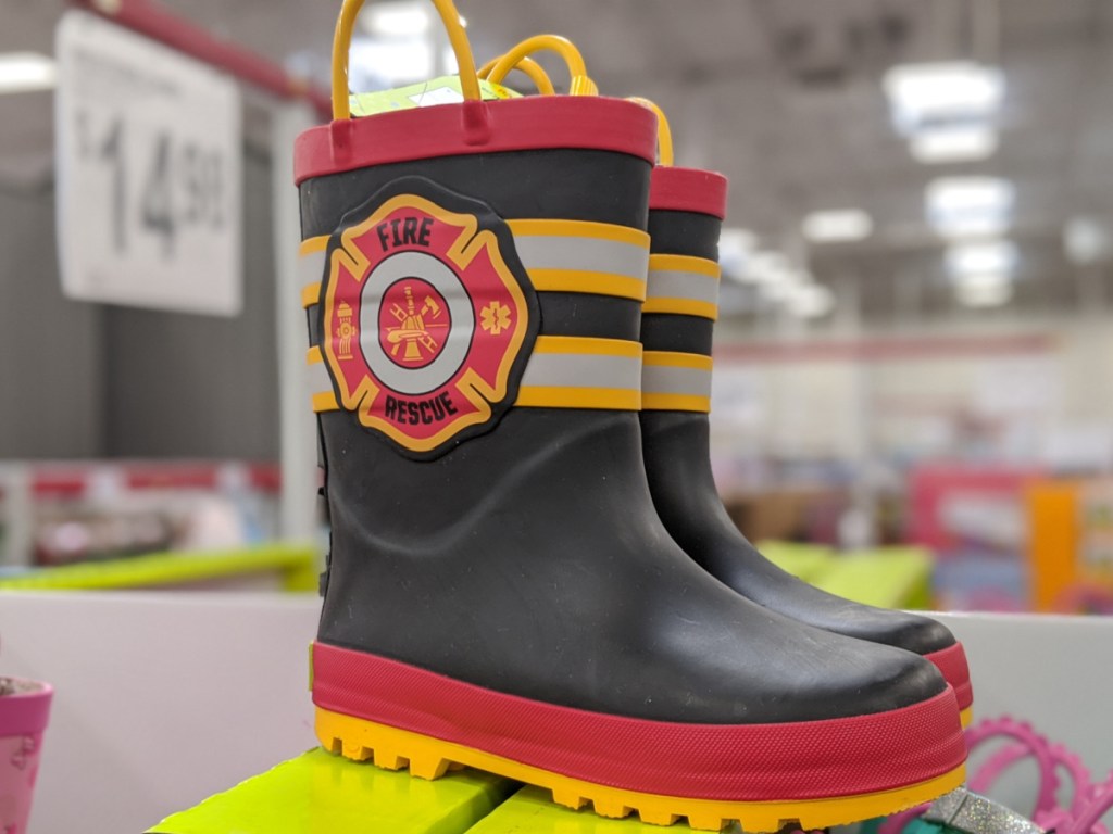 kids fire rescue rain boots in store