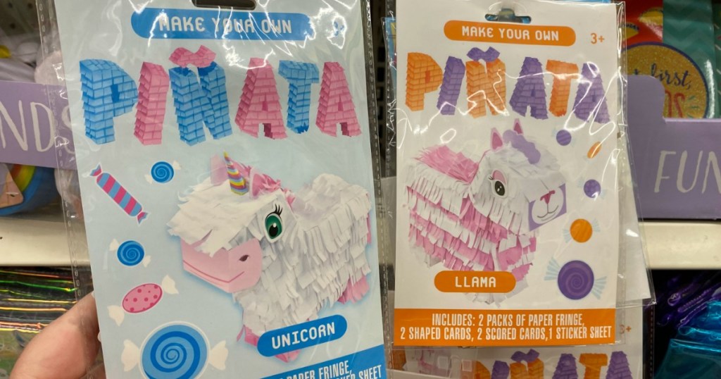 hand holding diy pinata kits in store