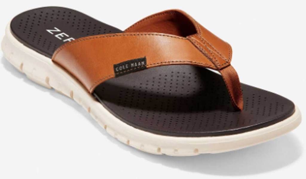 men's tan colored flip flop