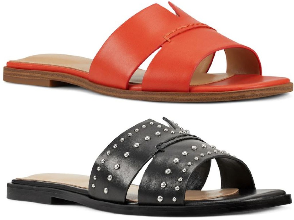 sandals for women, one is red and one is black