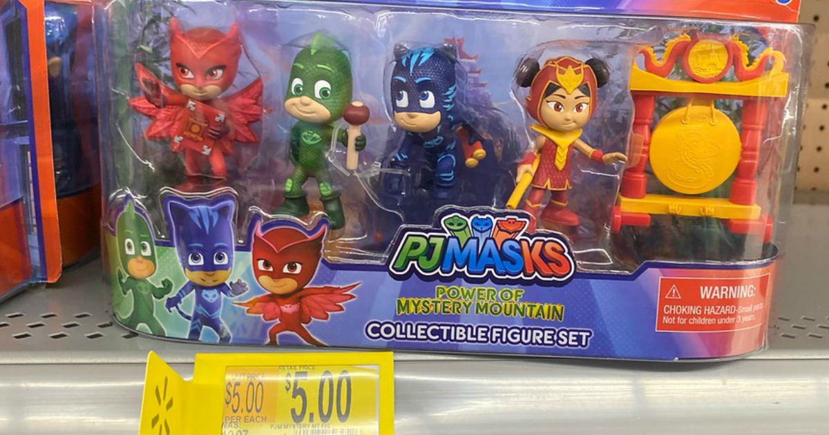 pj masks figurines set in package on store shelf