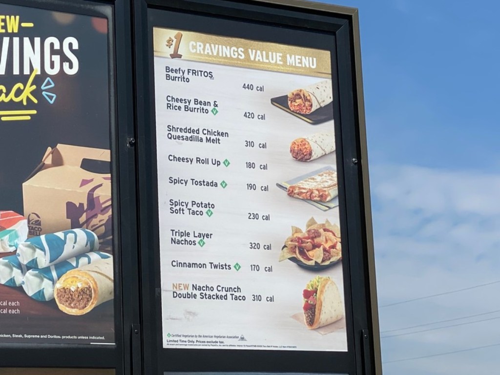 Taco Bell Cravings Menu in drive-thru