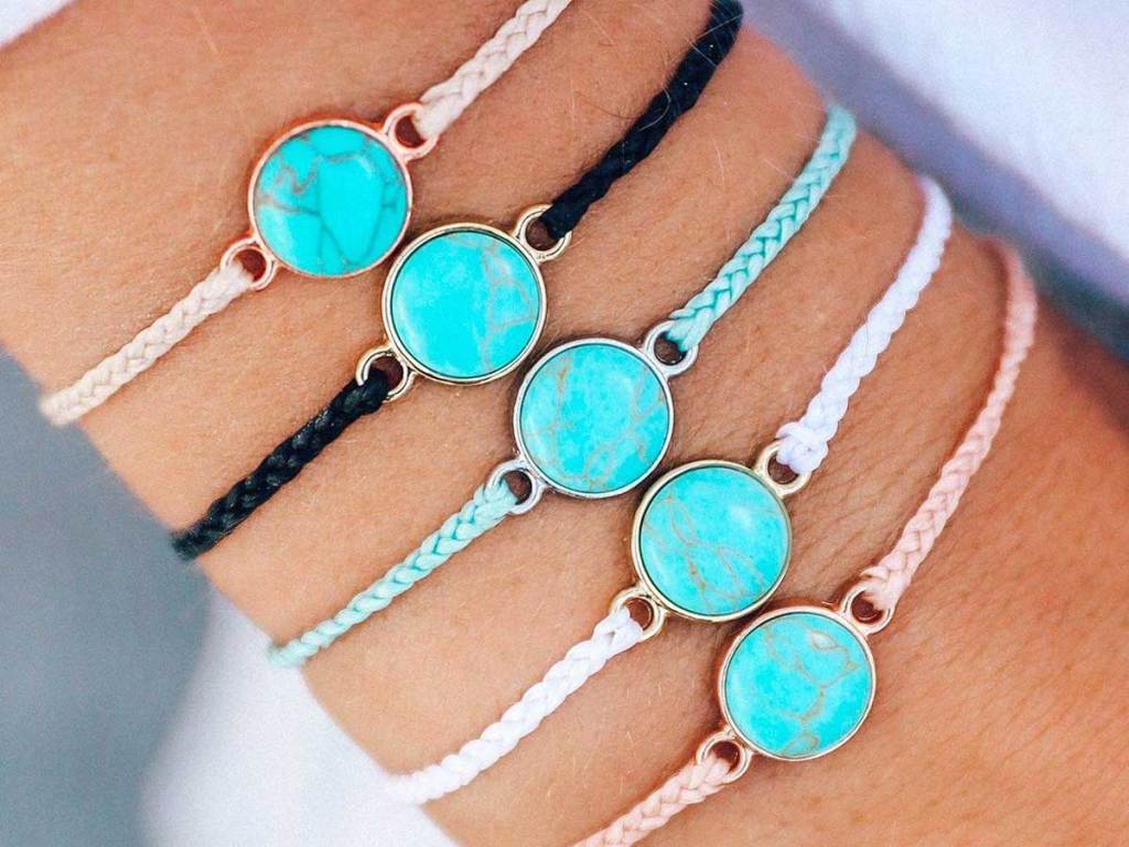 turquoise bracelets on a wrist