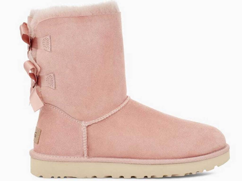 pink boots with bows on back