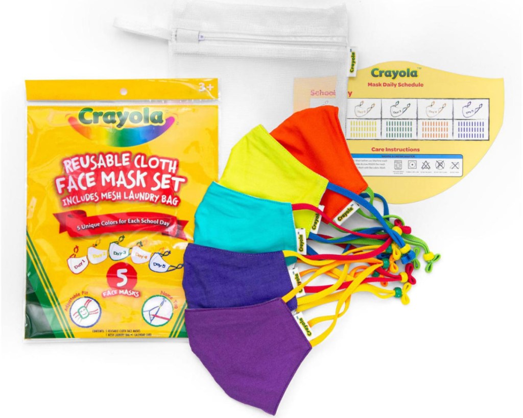 crayola kids face mask set with laundry bag