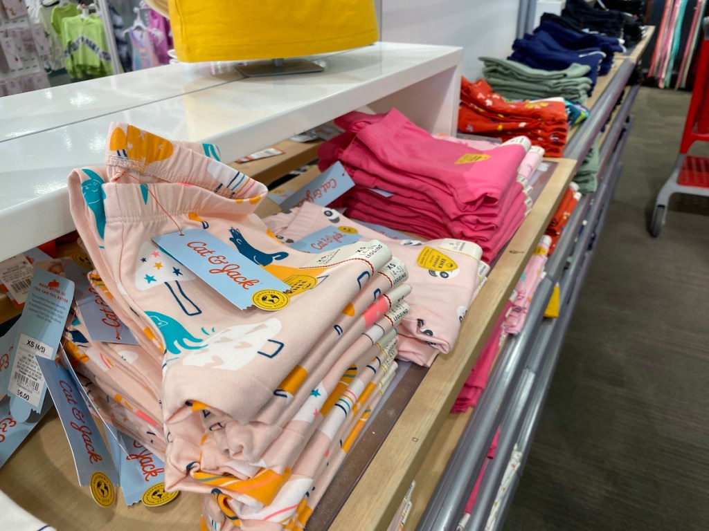 shelf with assorted cat and jack leggings