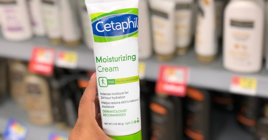 hand holding Cetaphil Moisturizing Cream