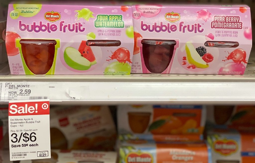 fruit cup snacks on store shelf