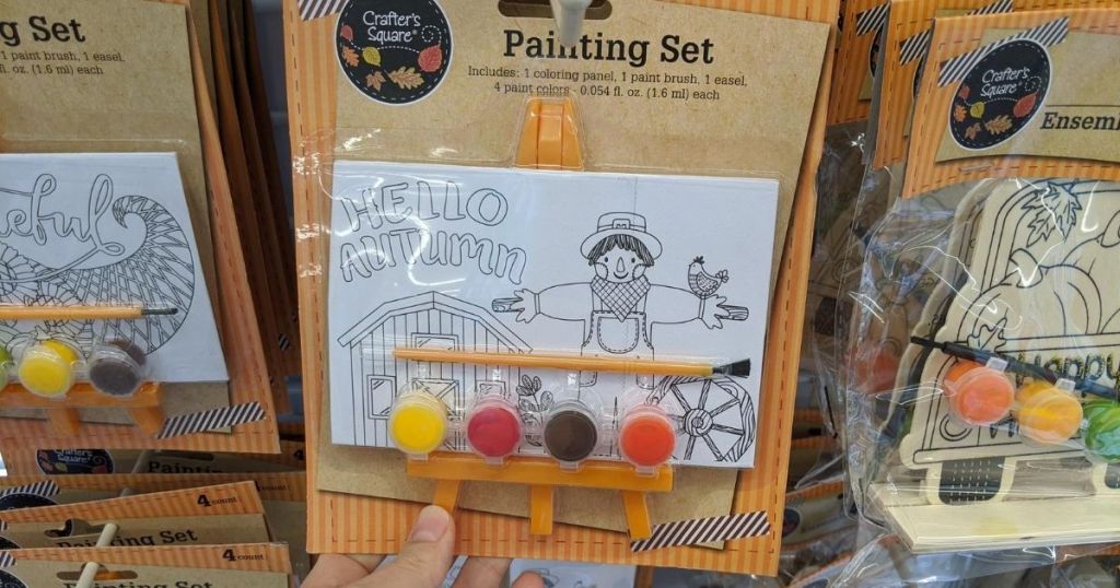 tiny art set with paint, brush and a mini easel