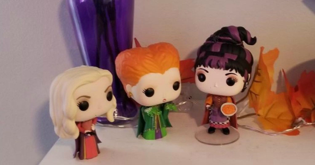 Funko Disney POP! Hocus Pocus Collectors Set on a mantle