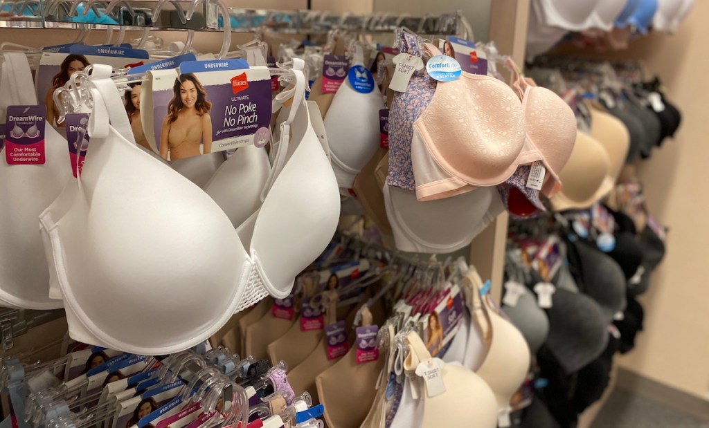 Hanes bras on hangers at Kohl's