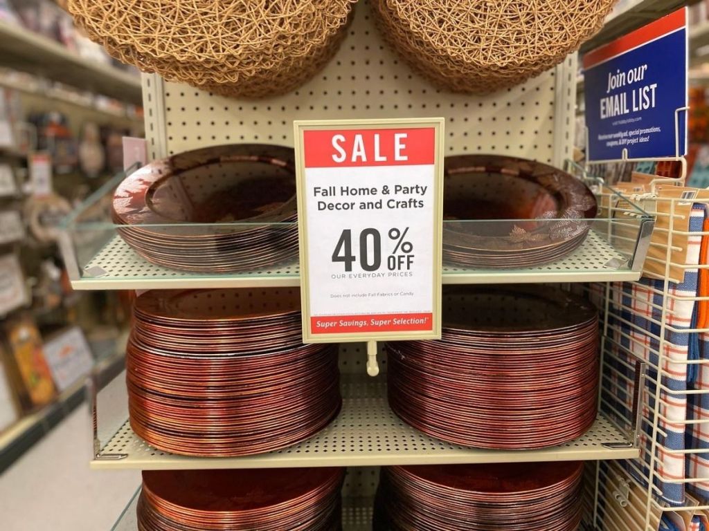 shelf of charger plates and placemats