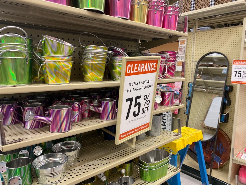 Iridescent Buckets on shelf at Hobby Lobby