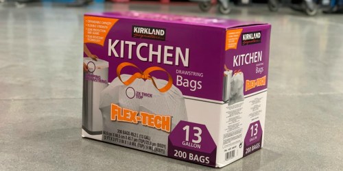 Kirkland Flex-Tech Kitchen Trash Bags 200-Count Just $10.99 at Costco