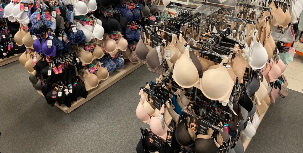 displays of bras at Kohl's