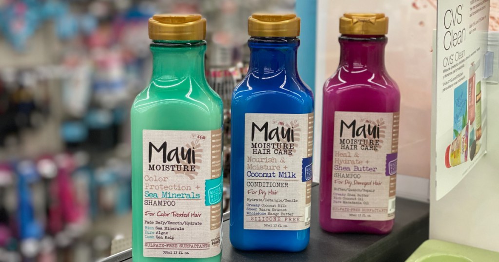 three bottles of maui hair care at cvs