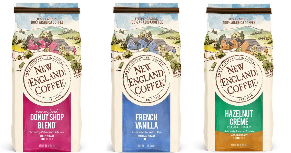 three New England Coffee bags