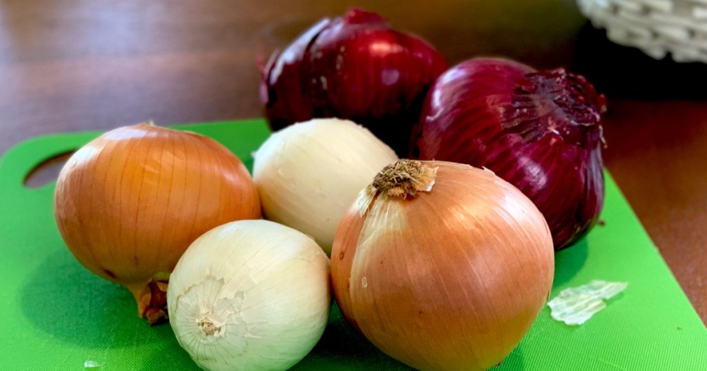 onions on a cutting mat