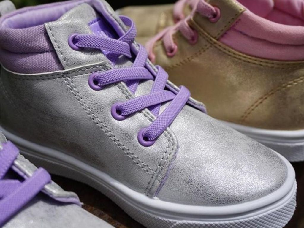 girls metallic high top sneakers