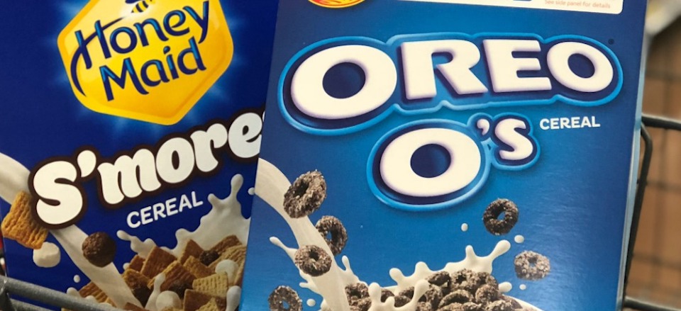 OREO O's and S'mores cereal in a cart