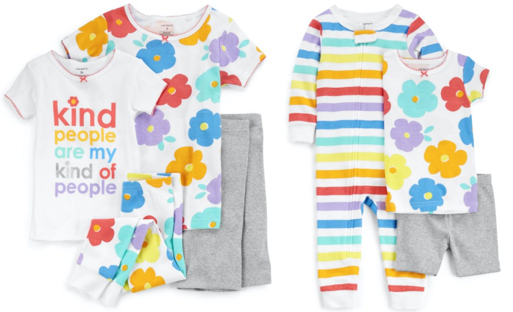 Carter's Rainbow Daisy Family matching pajama sets