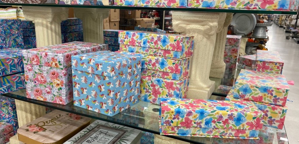 display of boxes at Hobby Lobby