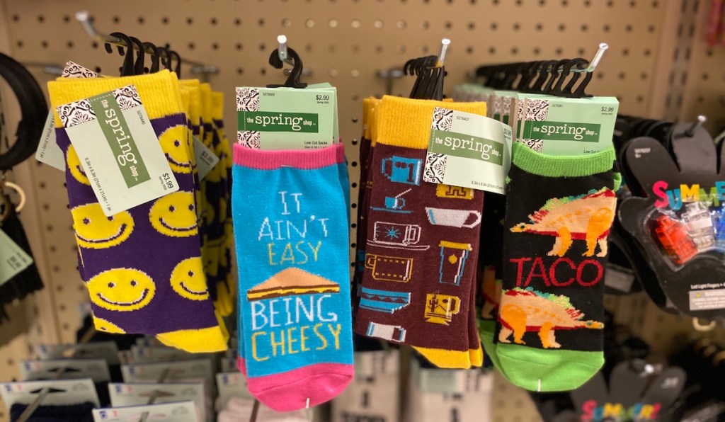 display of socks at Hobby Lobby