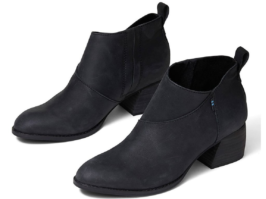 toms women's black leather booties 