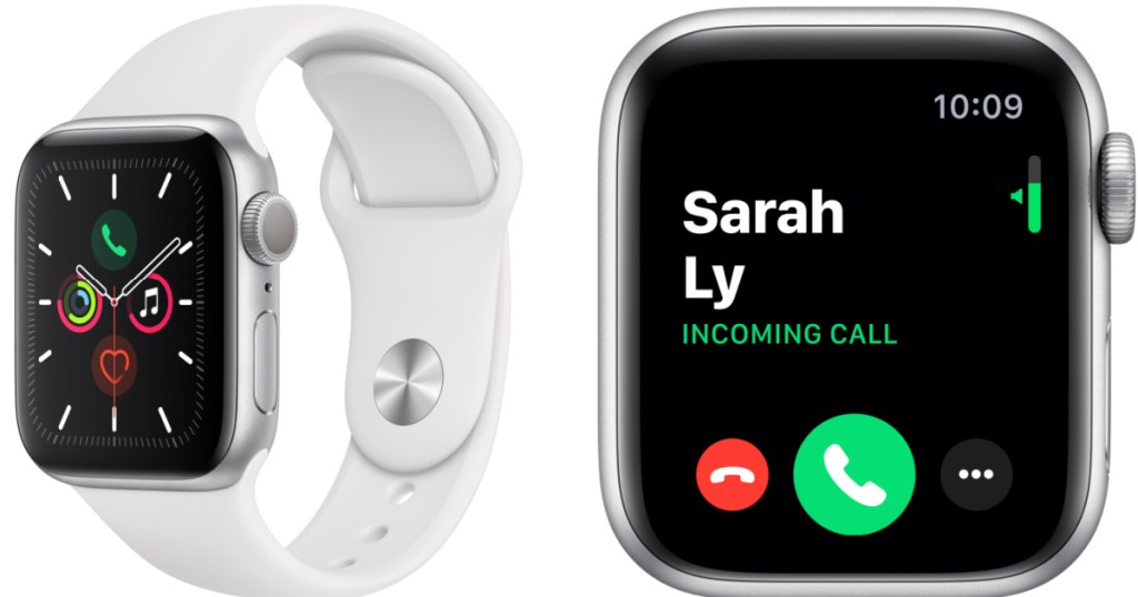 apple watch series 5 white showing display