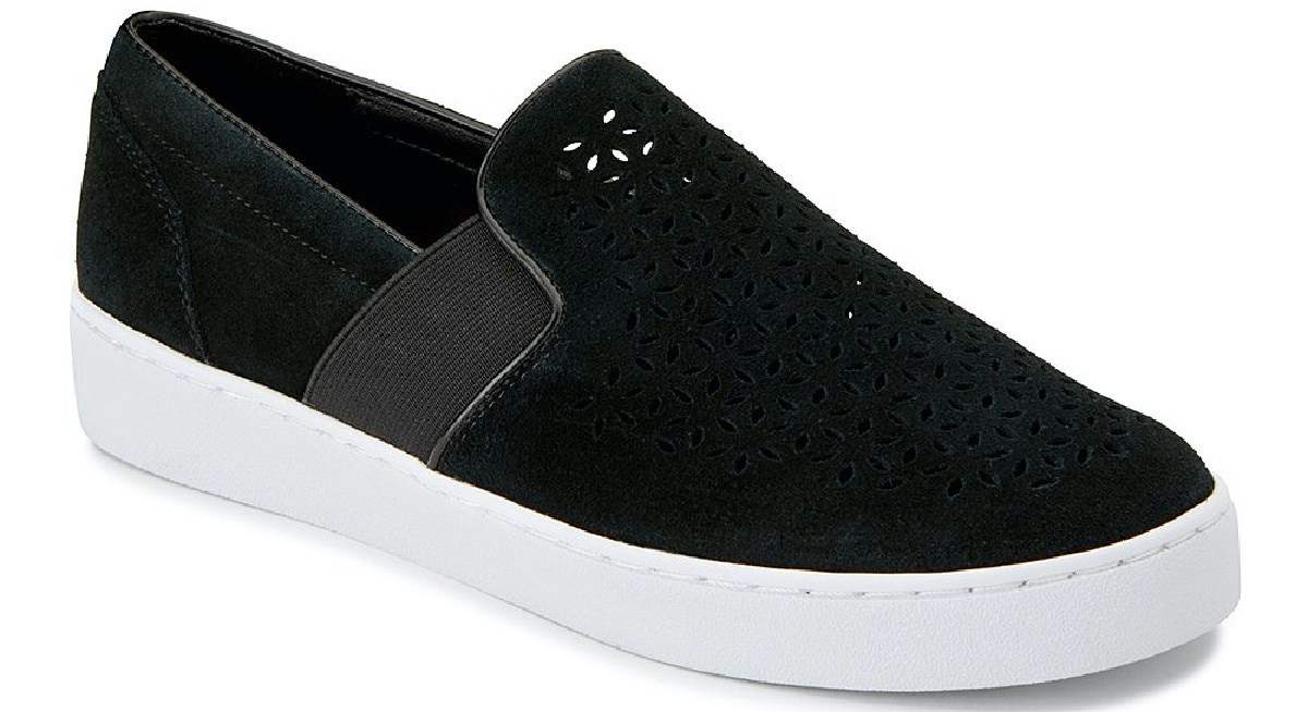 women's black suede slip-on sneaker