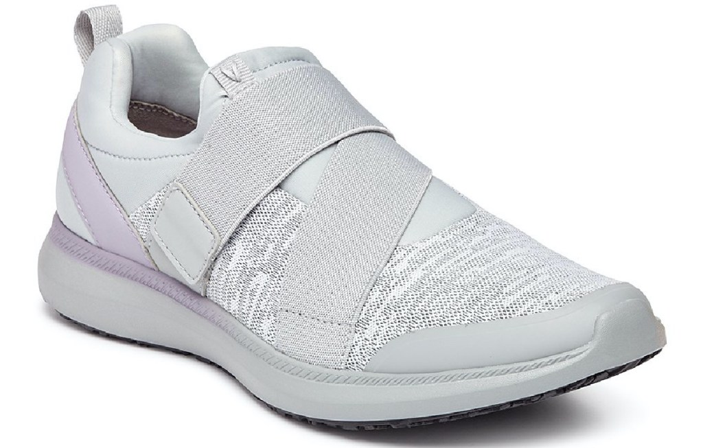 women's gray and purple sneaker