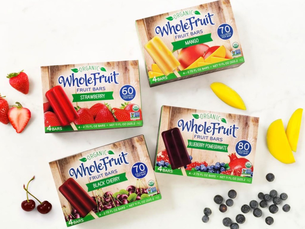 Whole Fruit Fruit Bars boxes with fruit