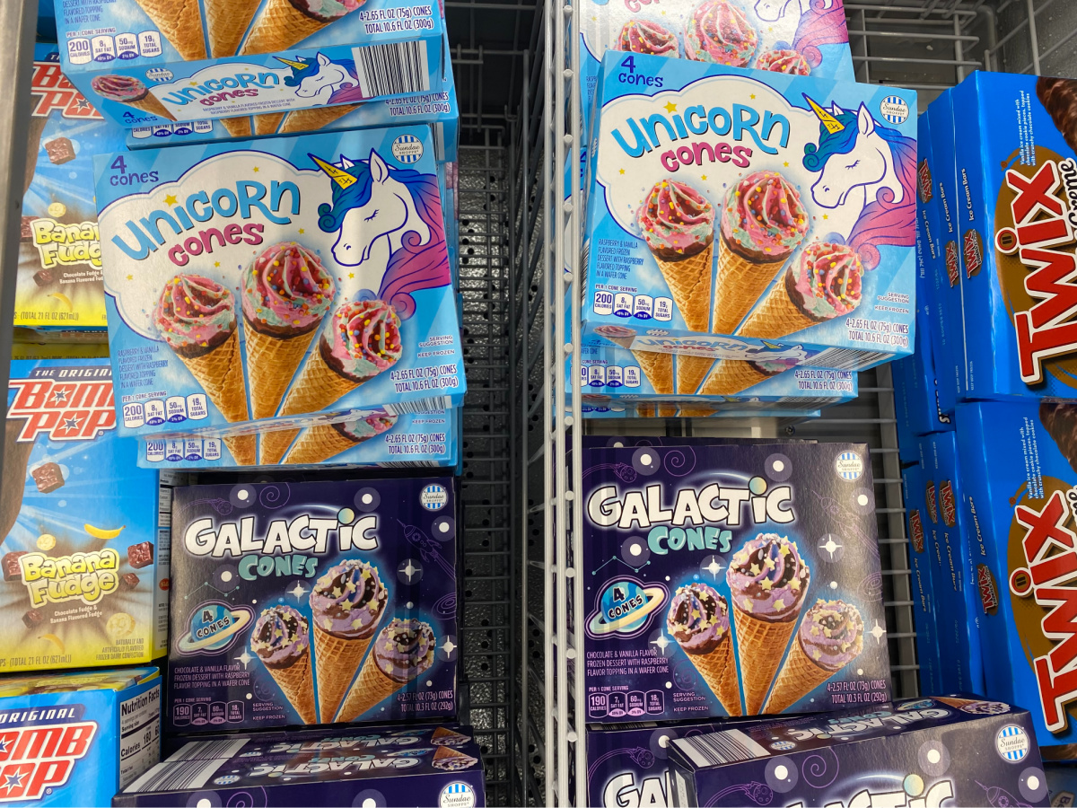 Unicorn Cones and Galactic Cones in store cooler