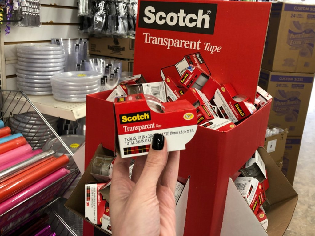 holding Scotch Tape at Dollar Tree