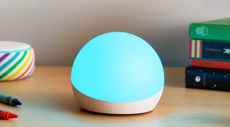 Echo glow on nightstand near Echo Dot