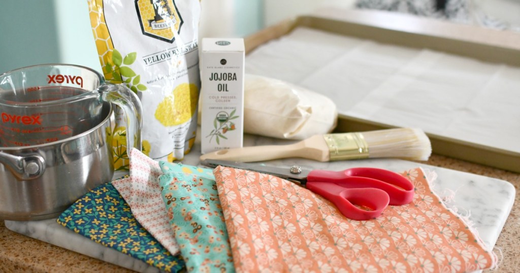 ingredients to make homemade beeswax wraps